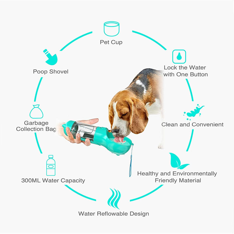 BSCI Anti Bocor 2 In 1 Botol Air Anjing Dispenser Air Anak Anjing dengan Sekop Kotoran