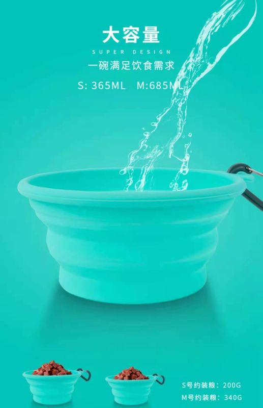 BB Green Outdoor Dilipat Silicone Dog Water Bowl Untuk Berjalan Hiking Bepergian