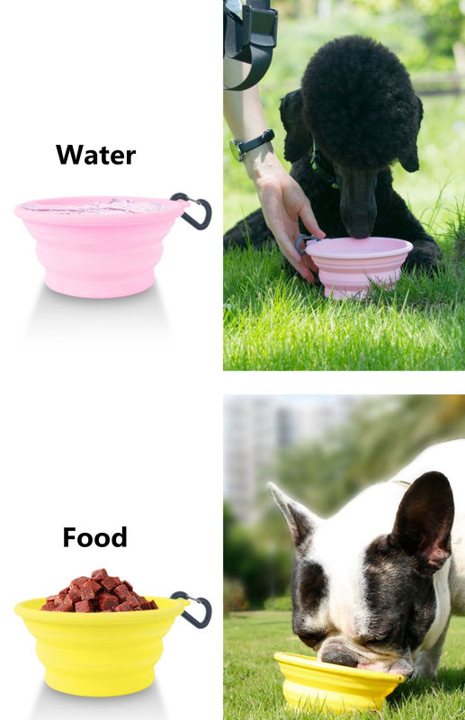 Mangkuk Air Perjalanan Silikon Luar Ruangan Untuk Makanan Anjing Kucing Dan Mangkuk Air