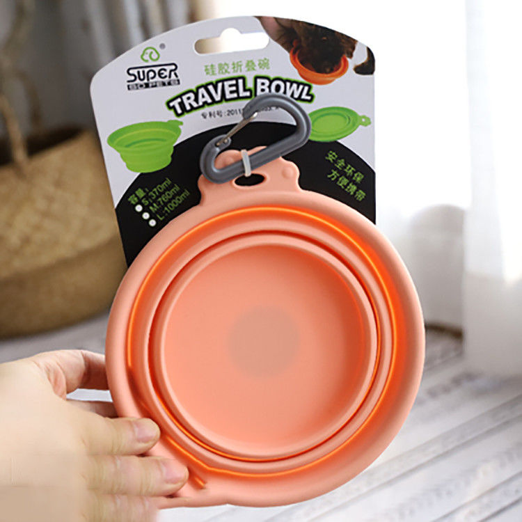 Makanan Anak Anjing Dilipat Luar Ruangan Dan Mangkuk Air Anti Bocor Dengan Klip Carabiner