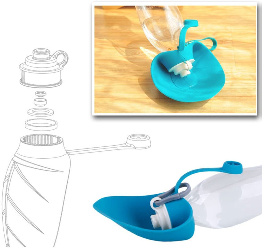 Bentuk Daun Lipat 580ML Silicone Dog Water Bottle Anti Bocor