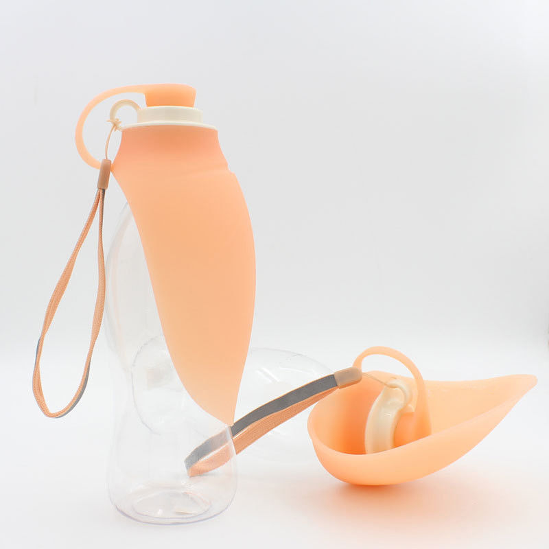 Bentuk Daun Lipat 580ML Silicone Dog Water Bottle Anti Bocor