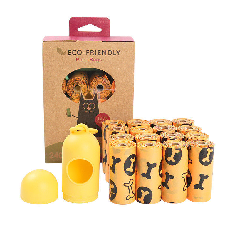 100 Tas Kotoran Anjing Biodegradable 16 Gulungan BSCI Dengan Dispenser Earth Rated Dog Poop Bags
