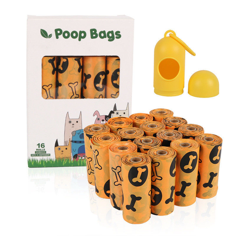 100 Tas Kotoran Anjing Biodegradable 16 Gulungan BSCI Dengan Dispenser Earth Rated Dog Poop Bags