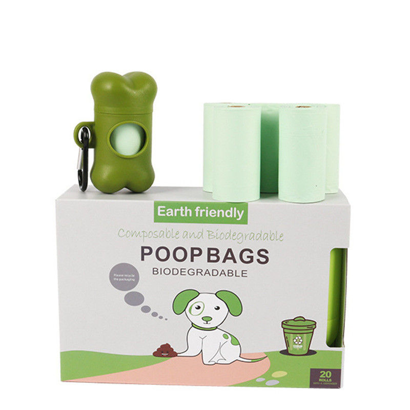20 Rolls Bone Dispenser Tas Kotoran Anjing Biodegradable Perlengkapan Anak Anjing Ramah Lingkungan