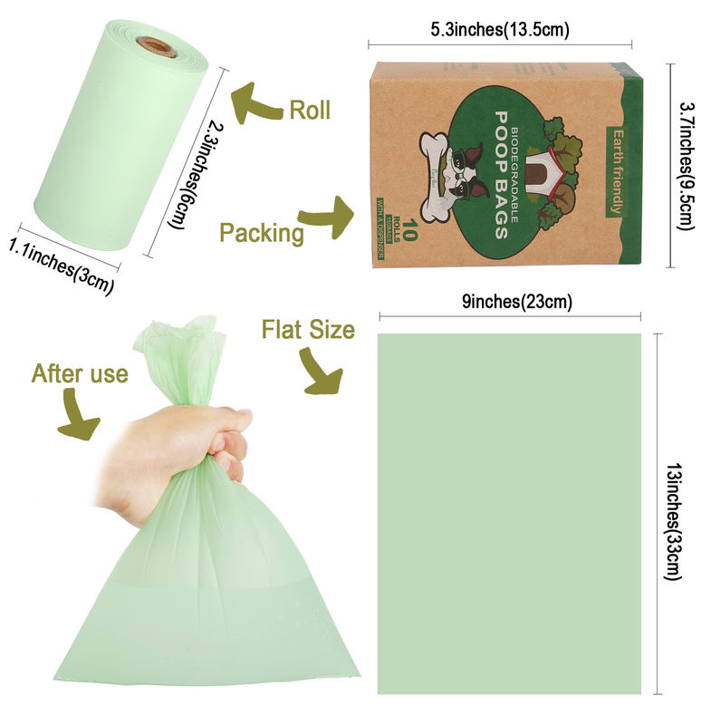 100% Kantong Kotoran Anjing Biodegradable Plastik Kompos Gratis dengan Dispenser