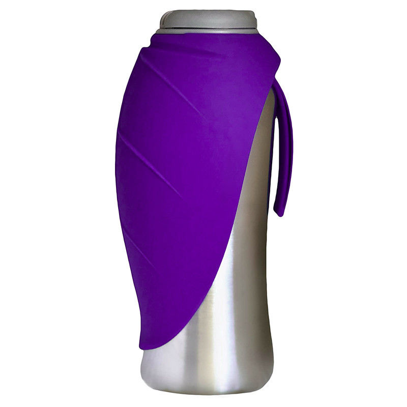 Silicone Leaf Shaped Bowl Botol Air Hewan Peliharaan Portabel Botol Air Panas Anak Anjing Stainless Steel