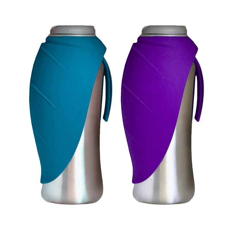 Silicone Leaf Shaped Bowl Botol Air Hewan Peliharaan Portabel Botol Air Panas Anak Anjing Stainless Steel