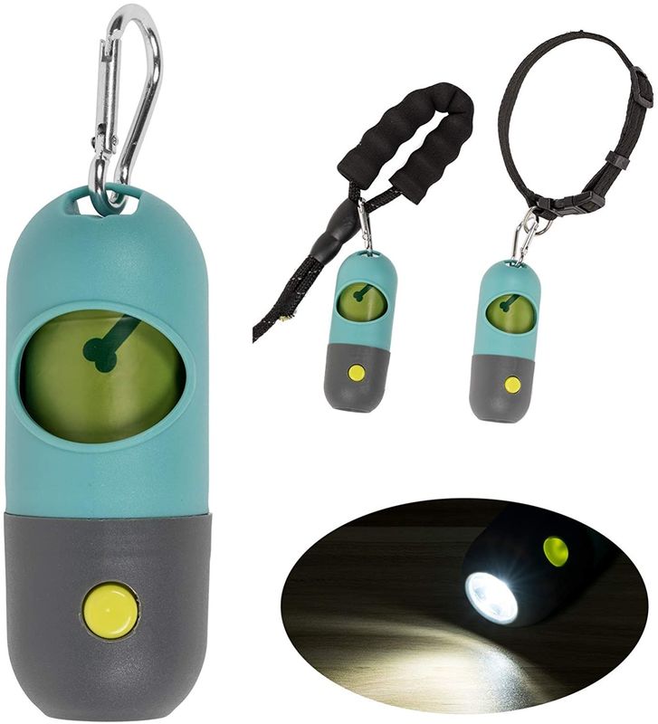 Pill Shape LED Senter Pet Poop Dog Waste Bag Holder Dispenser