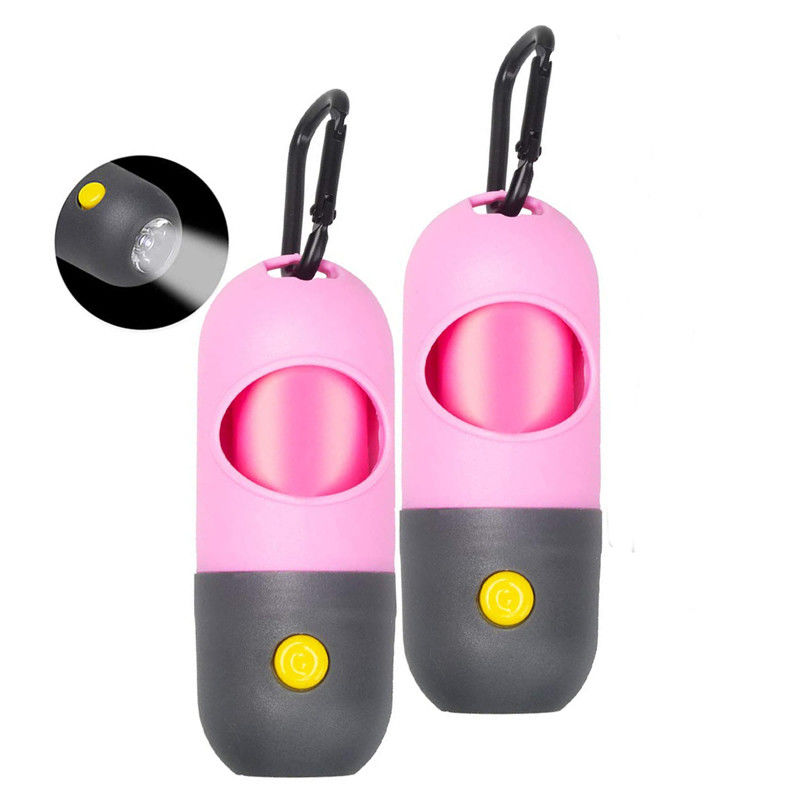 LED Senter Puppy Poop Bag Dispenser Holder PE Dengan 15 Kantong Limbah Anti Bocor