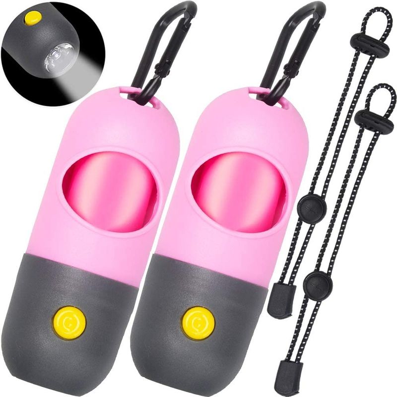 LED Senter Puppy Poop Bag Dispenser Holder PE Dengan 15 Kantong Limbah Anti Bocor