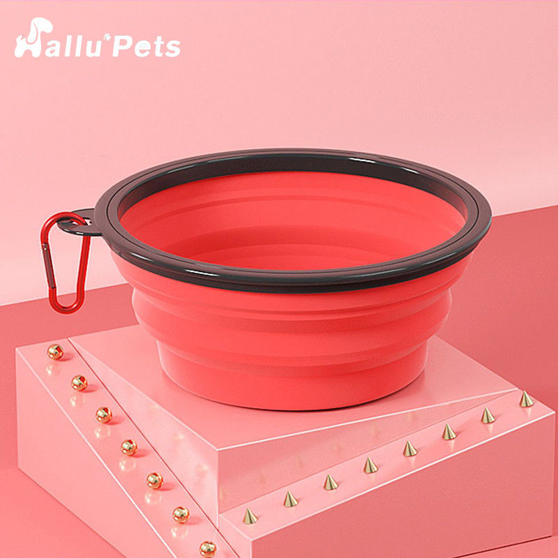 Perlengkapan Makan Anjing Travel Lipat Padat yang Dapat Dilipat Aksesori Hewan Peliharaan Carabiner