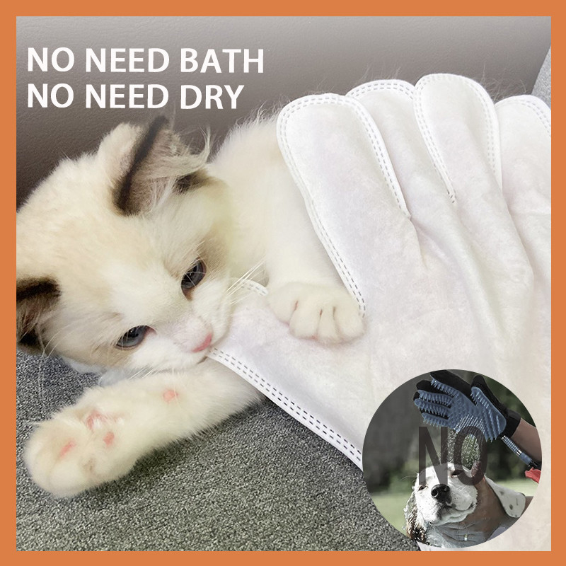 Dog Cat Custom Deodorizing SPA Grooming Cuci Sarung Tangan Hewan Peliharaan Tisu Bebas Alkohol